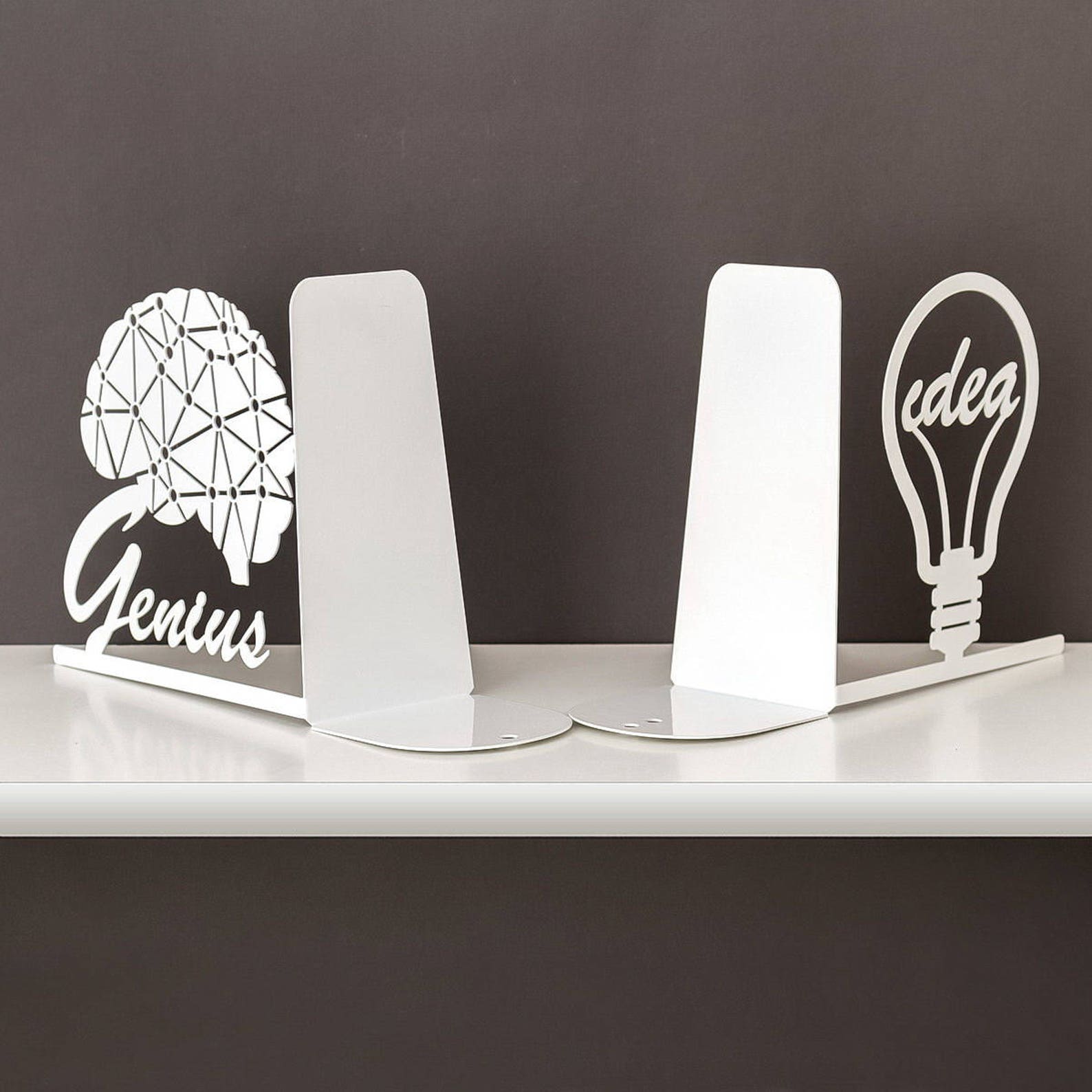 Genius idea bookends Brain art Geometric decor Book ends Light Etsy