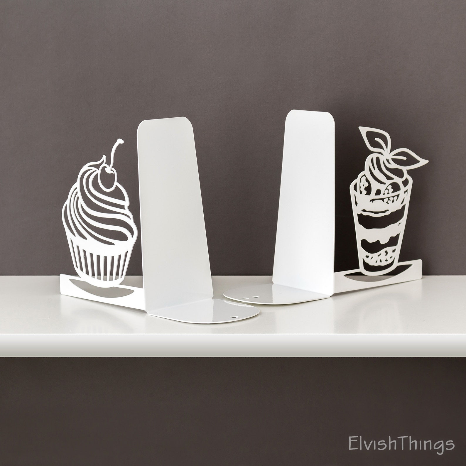 Book ends Kitchen bookends Dessert Book shelf decor Etsy