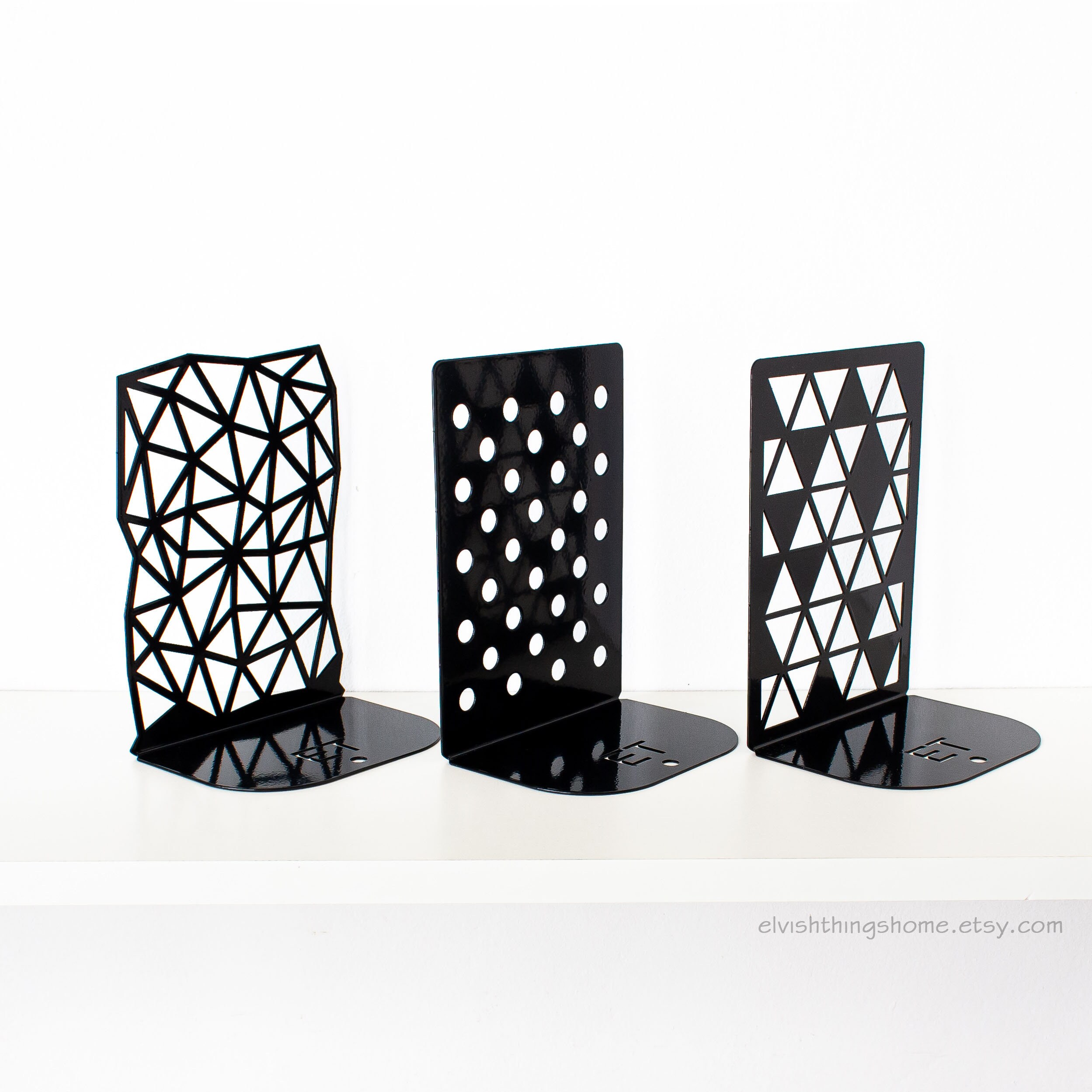 Bookend modern Triangles Polka dot Geometric decor Metal Etsy
