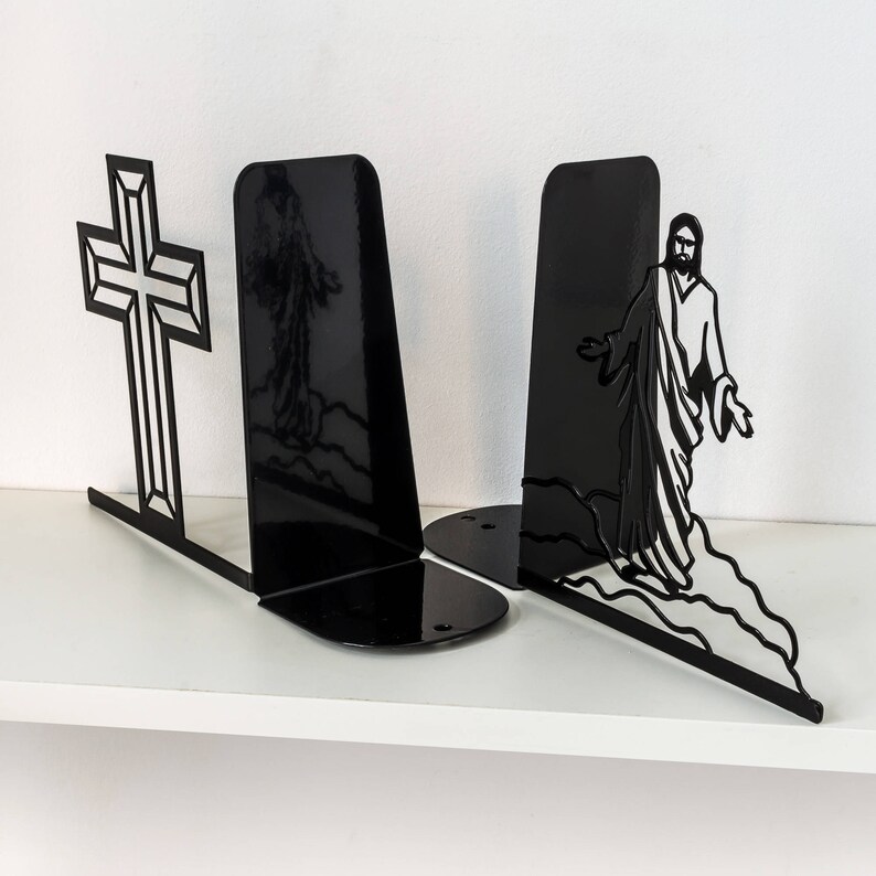 Jesus Christ & Holy Cross Bookends Christian Book Ends Etsy