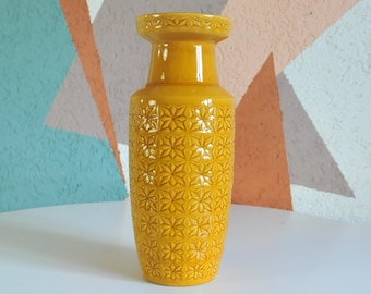 Vintage Scheurich floor vase Prismadecor mustard yellow 60s