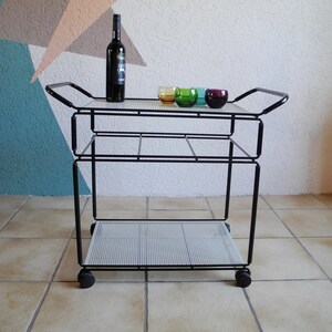 Vintage serving trolley by Niels Gammelgaard for Ikea 80s 90s design perforated metal grid