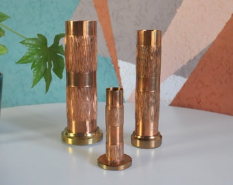 Vintage copper vases set from the 60s 70s