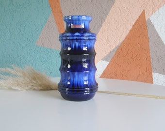 Vintage Scheurich Vase Blau PAGODE 60er Jahre 266-28