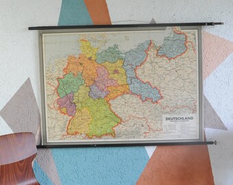 Vintage map school poster German borders before 1937 by Keyser Lautensach