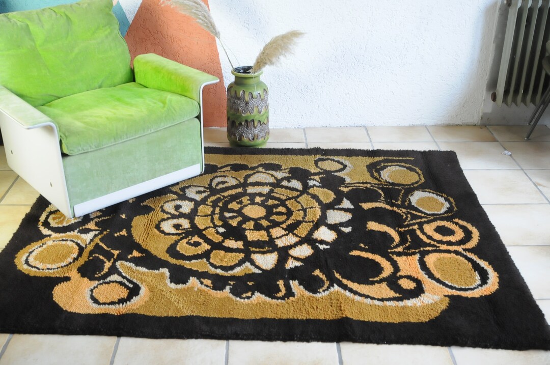 70s Rya Rug Vintage Rya Rug Wool Carpet Space Age 60s 70s - Etsy