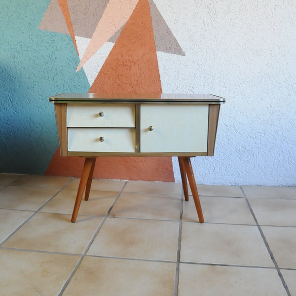 Commode vintage table de chevet Rockabilly années 50