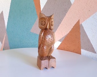 Holzfigur Dekofigur Eule Handarbeit