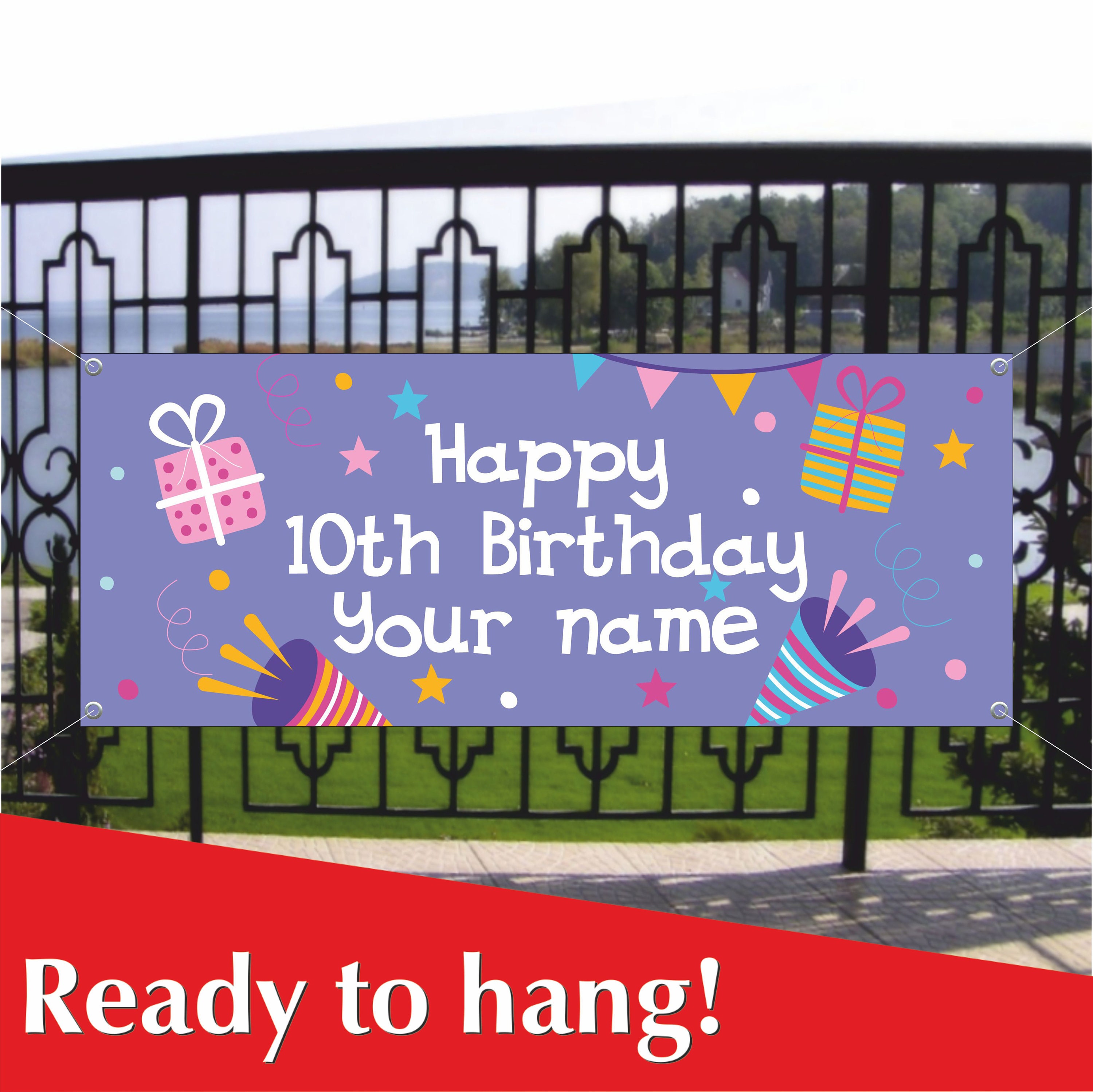 Happy 10th Birthday Banner Custom Banner Birthday Custom | Etsy