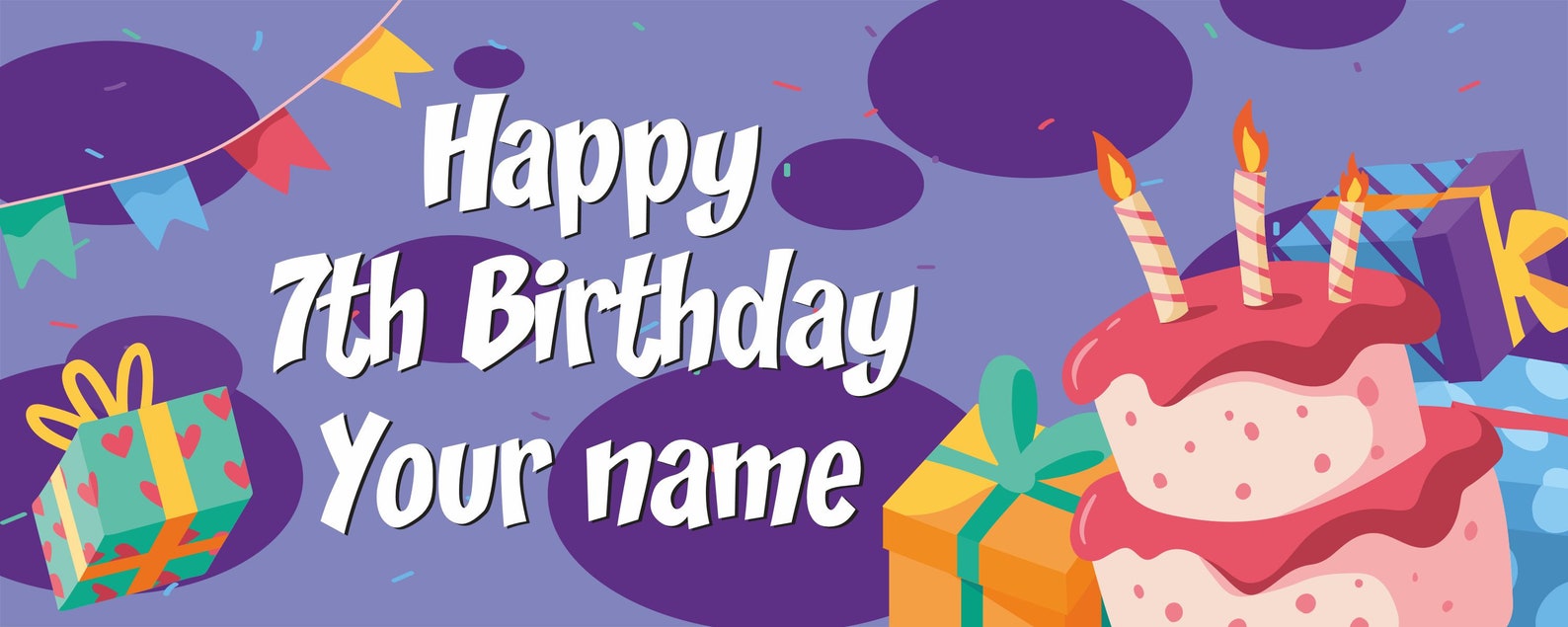 Happy 7th Birthday Banner Custom Banner Birthday Custom Party | Etsy