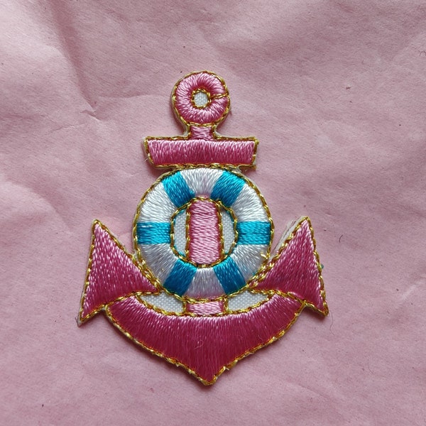 Anchor Nautical Clothing Iron-on Patch in Red, Blue, Navy or Pink