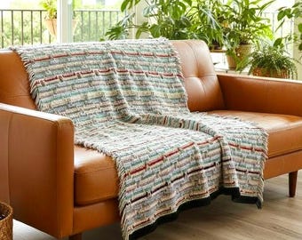 Pastel Diamond Mosaic Crochet Blanket – Geometric Fringe Throw Afghan