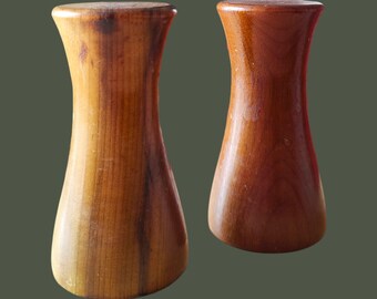 Vintage MCM Teak Salt & Pepper Shakers - Hourglass Wood - Danish Modern Style