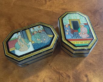 Hand Painted Paper Maché Laquer Boxes