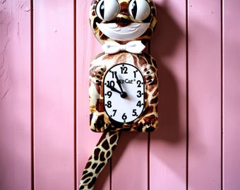 Vintage Giraffe Kit Cat Klock | Exotic Collection, Moving Eyes, Swinging Retro Safari Wall Clock