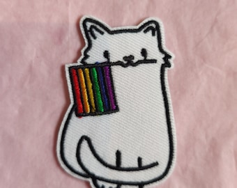 Pride Kitty Queer Cat Iron-on Clothing Patch Rainbow Flag