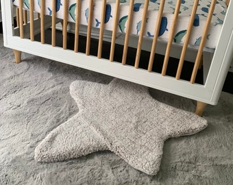 Starfish Decor Rug Under the Sea Bedroom Beach House Room Dorm Neutral Cream Beige Bathroom Mat - Nursey - Off-White Carpet