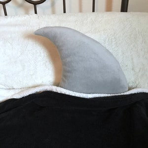 Shark Fin Pillow Sleepy Room Decor Ocean Under the Sea Pillows Kids Teen Baby Shower Gray Soft Cozy Comfy Fluffy