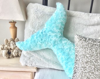 Mermaid Decor Pillow Tail Room Decor Bedroom Nursery Dorm Turquoise Under the Sea Pillows Kids Teens Adults Baby Shower