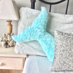 Mermaid Decor Pillow Tail Room Decor Bedroom Nursery Dorm Turquoise Under the Sea Pillows Kids Teens Adults Baby Shower