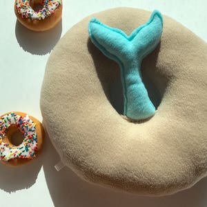 Donut Mermaid Pillow Decor Room Tail Bedroom Nursery Dorm Turquoise Under the Sea Pillows Kids Teens Adults Baby Shower Party Theme Beach image 9