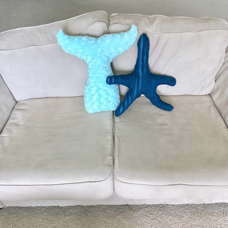 Mermaid Decor Pillow Tail Room Decor Bedroom Nursery Dorm Turquoise Under the Sea Pillows Kids Teens Adults Baby Shower image 8