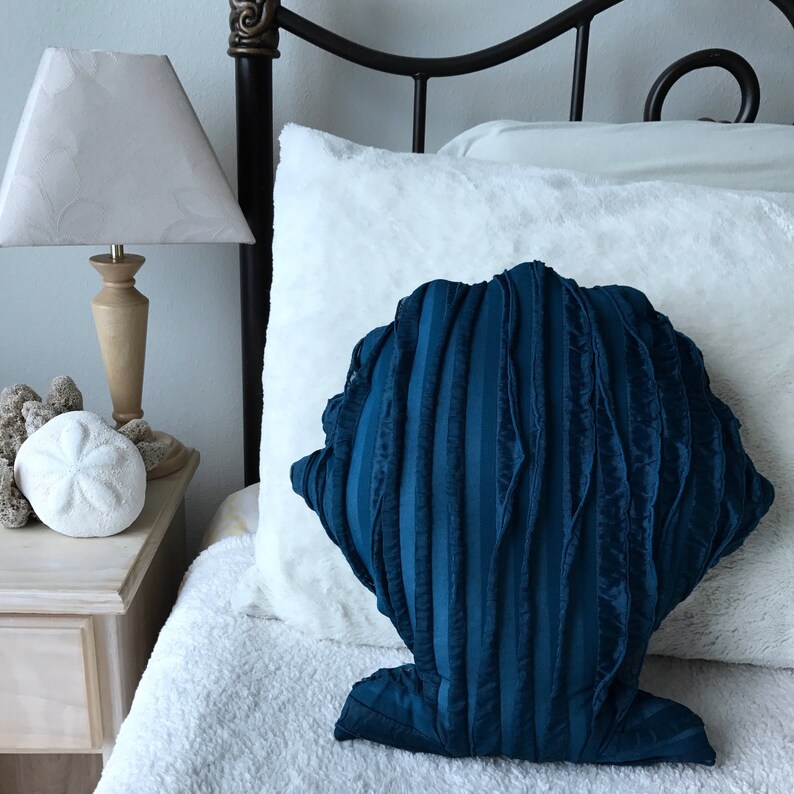 Seashell Pillow Mermaid Decor Beach House Nautical Bedroom Nursery Under The Sea Pillows Baby Shower Birthday Party Shell Pillow