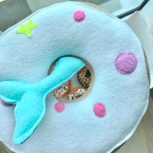 Donut Mermaid Pillow Decor Room Tail Bedroom Nursery Dorm Turquoise Under the Sea Pillows Kids Teens Adults Baby Shower Party Theme Beach image 5
