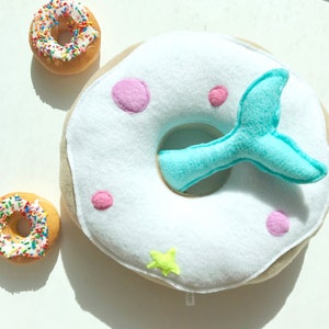 Donut Mermaid Pillow Decor Room Tail Bedroom Nursery Dorm Turquoise Under the Sea Pillows Kids Teens Adults Baby Shower Party Theme Beach image 1