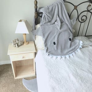 Blanket Shark Bite Adult / Child Gray Shark Tail Grey Teen Minky Furry Fuzzy Cozy Blankie image 10