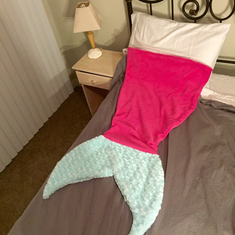 Mermaid Tail Blanket Adult / Child Pink Minky Soft Furry Teal Etsy