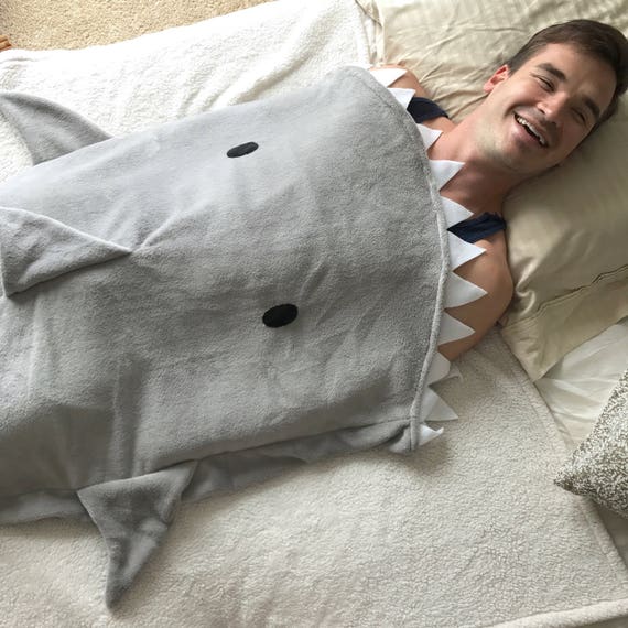 Blanket Shark Bite Adult Child Gray Shark Tail Grey Teen Minky Furry Fuzzy Cozy Blankie Etsy Canada