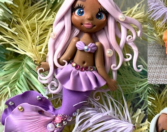 Mermaid Clay Doll, Mermaid Flatback, Clay Hair Bows, Clay Embellisments, Clay Dolls For Bows, Clay Figure For Bows, Center For Bows