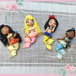 Sirenas de porcelana fria, Centros para moños en pasta, Muñecas de Porcelana Fria, Princesa en Porcelana Fria, Muñecas en Pasta Flexible