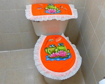 Bathroom Cover Set Frog Bathroom Decor Toilet Seat Cover Etsy