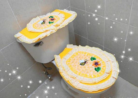 Bathroom Cover 3 Piece Bathroom Decor Set Spring Etsy