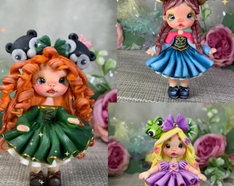 Clay Princess/ Clay Embellishments/ Clay Centers For Bows/ Doll Handmade Clay/ Cold Porcelain Dolls/ Bow Centers / Clay Hair Bows.