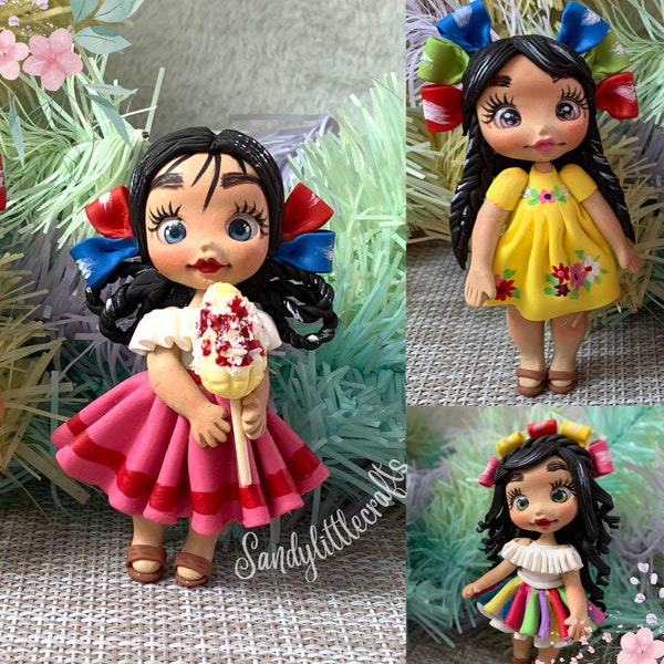 Mexican Clay Bow Center, Mexican Clay Doll, Lele Doll, Clay Embellisments, Clay FlatBacks, Clay Hair Bows, Mexican Party Decor, Mexican Clay