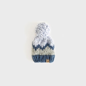 Chunky 4 Colour Firecracker Hat - Navy, Light Grey, Navy and Blue - Newborn, baby, children & adult size