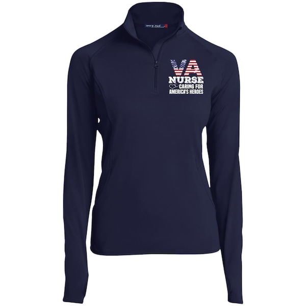 VA Nurse Pullover, Military Veteran Funny Nursing School Nurse gift, Nursing Student, Future Nurse Women's 1/2 Zip Performance Pullover