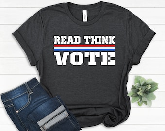 Leer Think Vote Shirt, Biden Harris Shirt Camisas políticas, Camisa de democracia, Camisa demócrata, Defender la democracia, Votar 2024 Camiseta, Derechos de las mujeres
