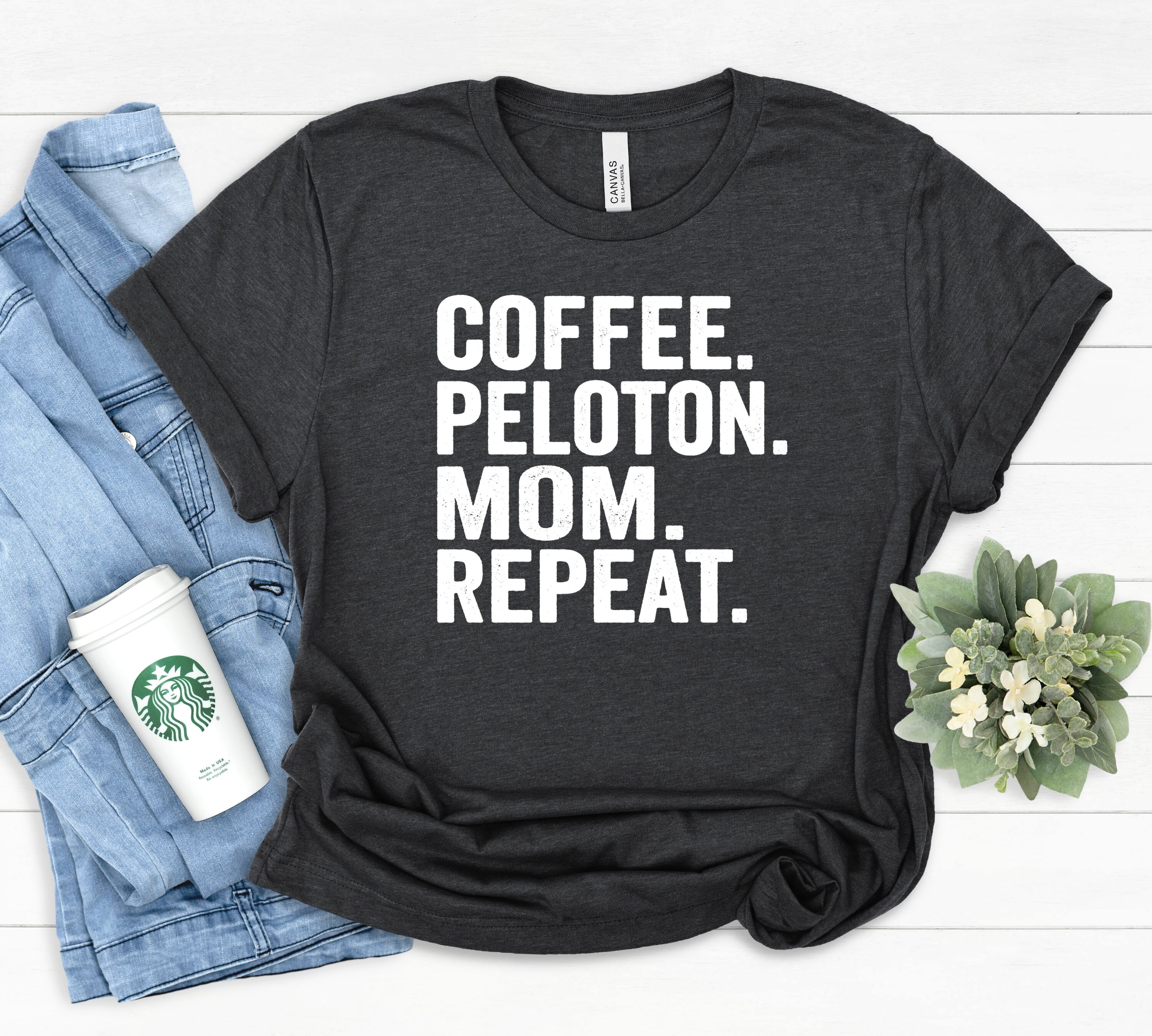 Coffee peloton mom repeat Tee Coffee peloton shirt Etsy