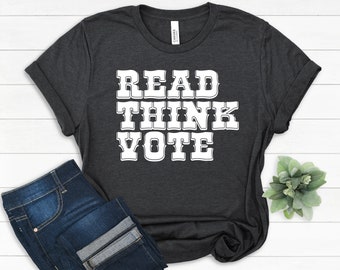 Leer Think Vote Shirt, Biden Harris Shirt Camisas políticas, Camisa de democracia, Camisa demócrata, Defender la democracia, Votar 2024 Camiseta, Derechos de las mujeres