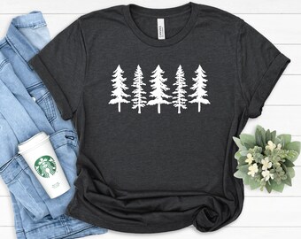 Camiseta de pinheiro, camiseta de caminhada, camiseta de montanhas, camiseta de aventura, camiseta de acampamento, camiseta Wanderlust, camiseta ao ar livre, camiseta natural, camiseta de árvores