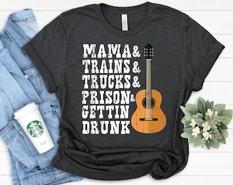 Mamma, tåg, lastbilar, fängelse och att bli full T-shirt: Rolig countrymusikgåva