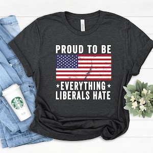 Pro Republican, Conservative Gift, Anti Liberal T-Shirt, Funny Anti Liberal Conservative Political Gifts For Men And Women, USA Flag Tees