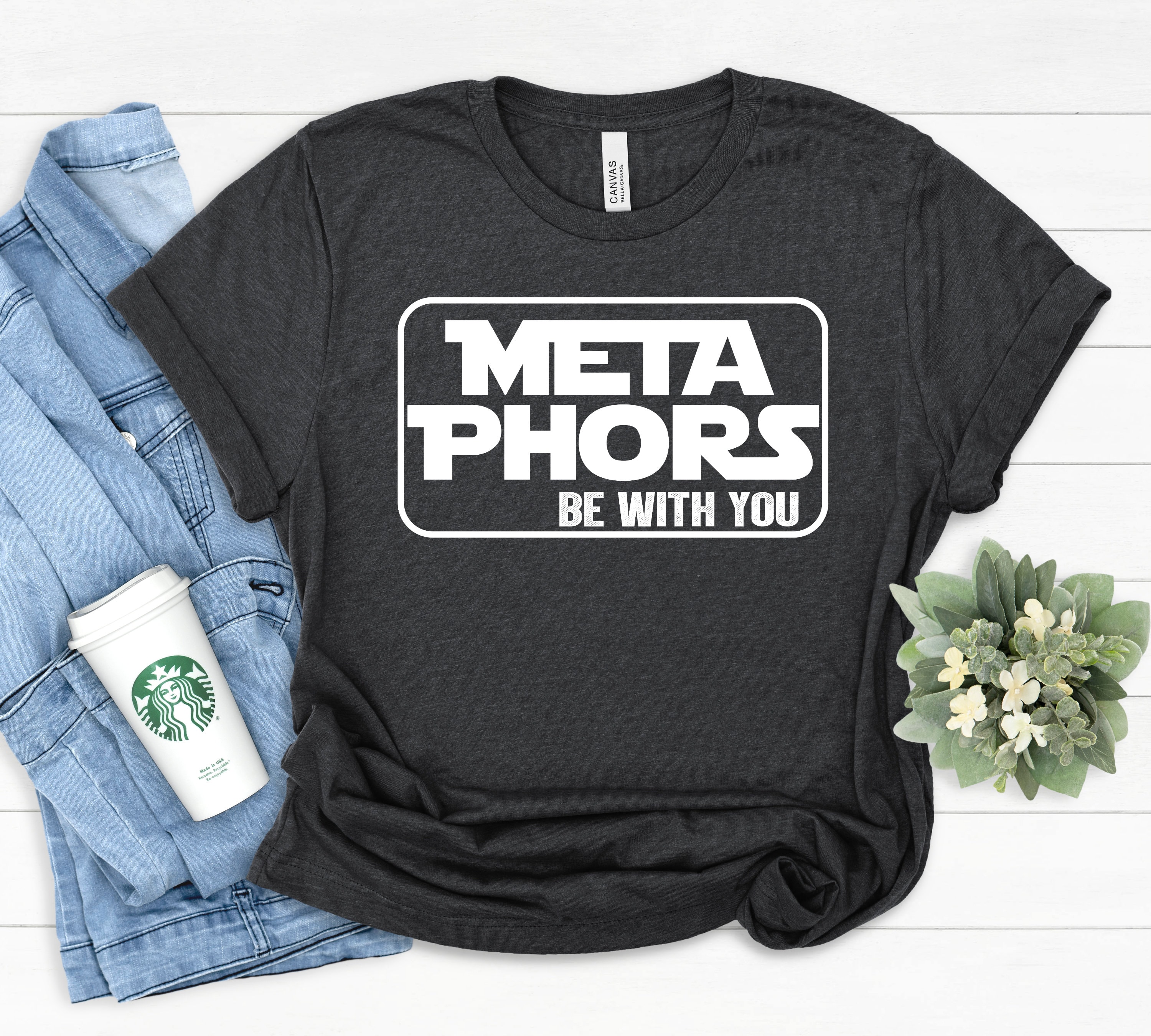 Camiseta divertida para profesor de inglés: "Metáforas te acompañan", camisetas escolares para profesores de gramática inglesa