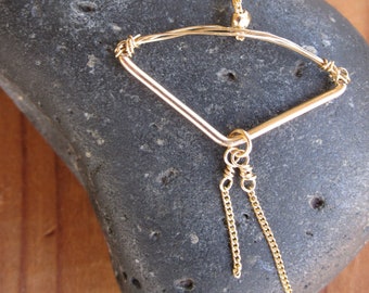 Gold filled  organic bow and arrow necklace