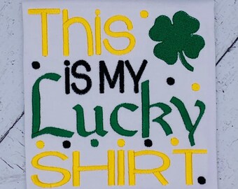 Embroidered Kids St Patrick's Day Shirt, Lucky Clover Tee