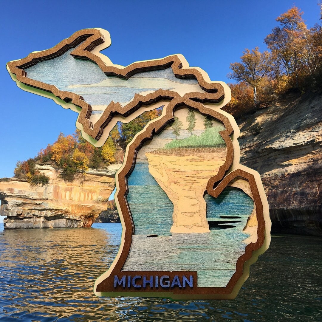3D Layered Wooden Pictured Rocks Michigan Themed Art Piece - Etsy